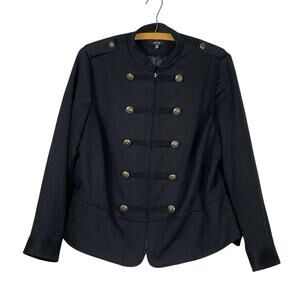 Apt 9 Black Military Jacket Womens 1X Button Front Blazer